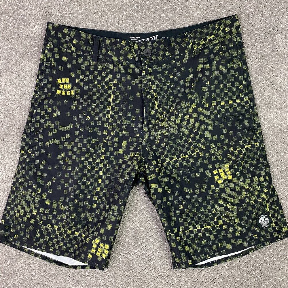 Vans Vanphibian Series Board Shorts Men's 36 Black Green Yellow Swim Hybrid